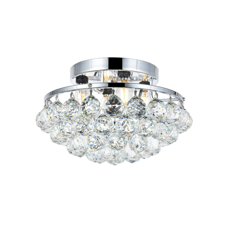 Corona 14'' Chrome Flush Mount with Clear Crystal Balls
