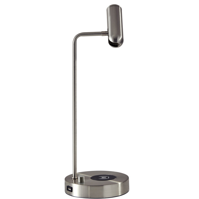 Avon 17" Brushed Steel LED Desk Lamp with USB and Wireless Charging