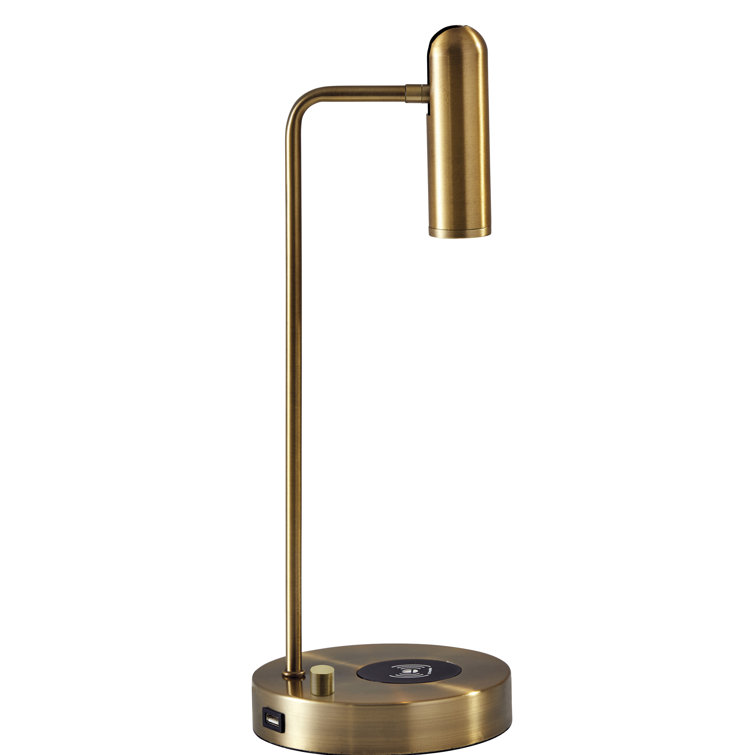 AdessoCharge 17" Antique Brass LED Desk Lamp with Wireless Charging