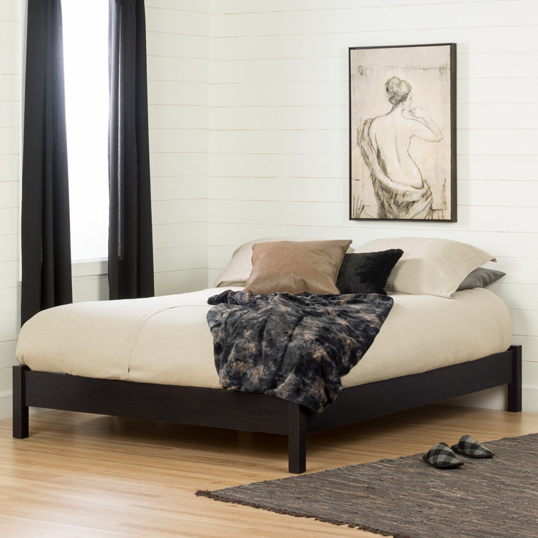 Gray Oak Queen Platform Bed Frame with Storage Drawer