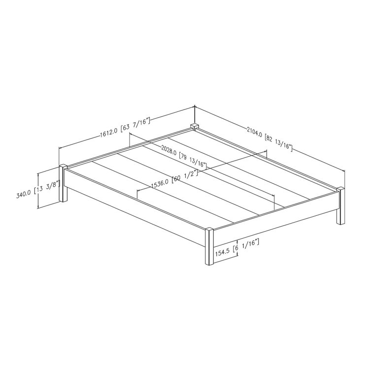 Gray Oak Queen Wood Frame Platform Bed
