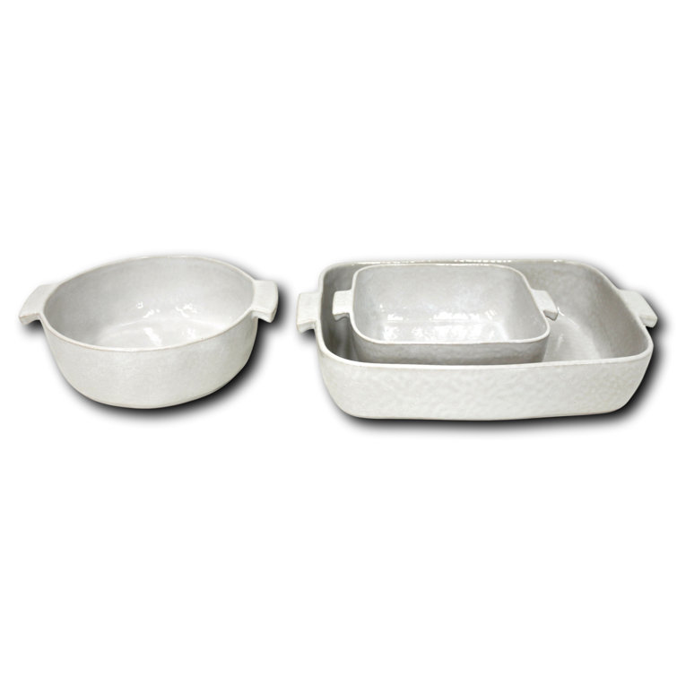 White Ceramic Stoneware Square Baker with Handles