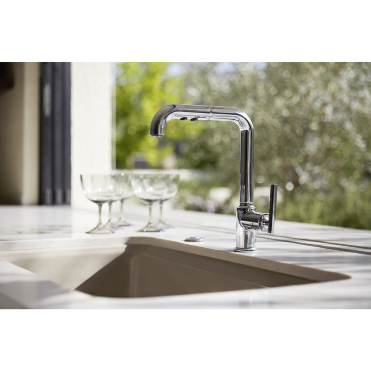 Polished Chrome Pull-Out Kitchen Faucet with Spray