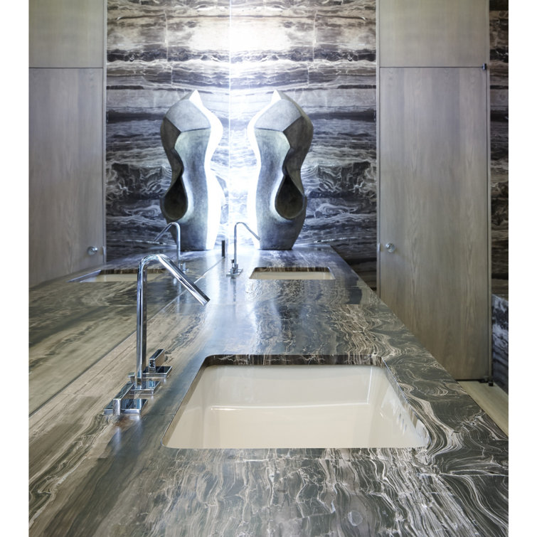 Thunder Grey Ceramic Rectangular Undermount Bathroom Sink