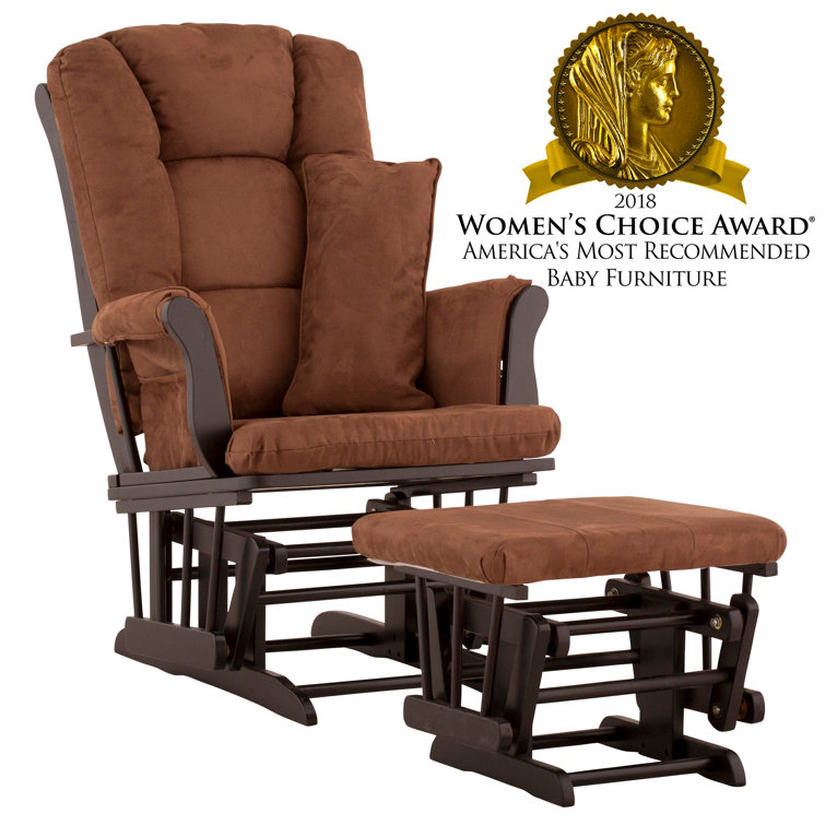 Black and Gray Wood Nursery Glider with Ottoman
