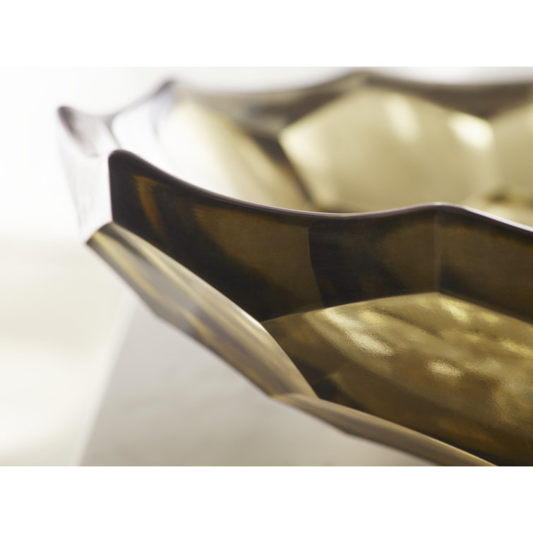 17" Translucent Sandalwood Faceted Glass Vessel Sink