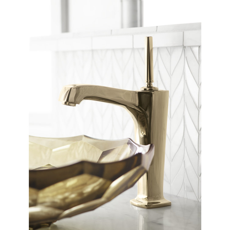 17" Translucent Sandalwood Faceted Glass Vessel Sink