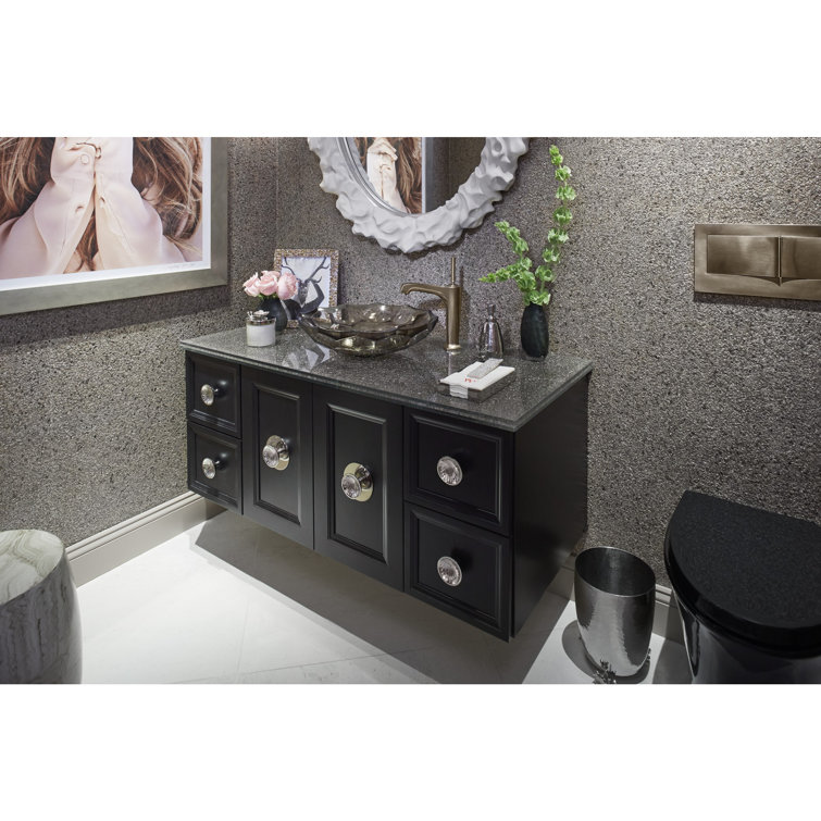 Briolette Faceted Glass Vessel Sink in Translucent Stone