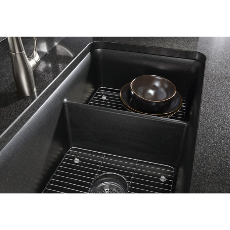 Matte Brown Stone Double Bowl Undermount Kitchen Sink