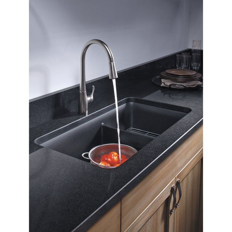 Matte Brown Stone Double Bowl Undermount Kitchen Sink