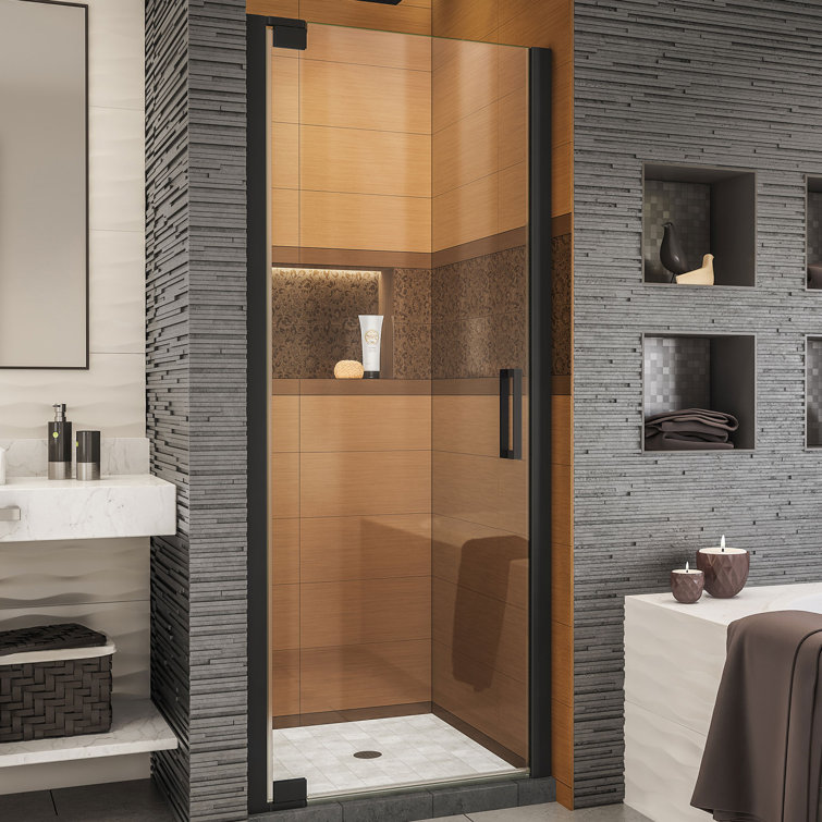 Elegance-LS 28.75" Satin Black Frameless Pivot Shower Door with ClearMax Technology