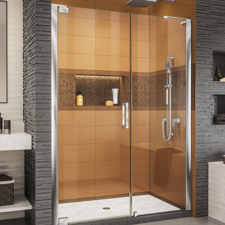 Elegance-LS 58.5" Frameless Clear Glass Pivot Shower Door with Black Hardware