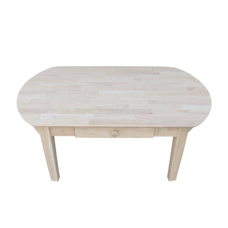 43.7" Natural Wood Oval Coffee Table with Storage