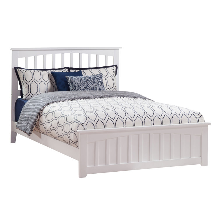 White Queen Mission Solid Wood Platform Bed with Slats