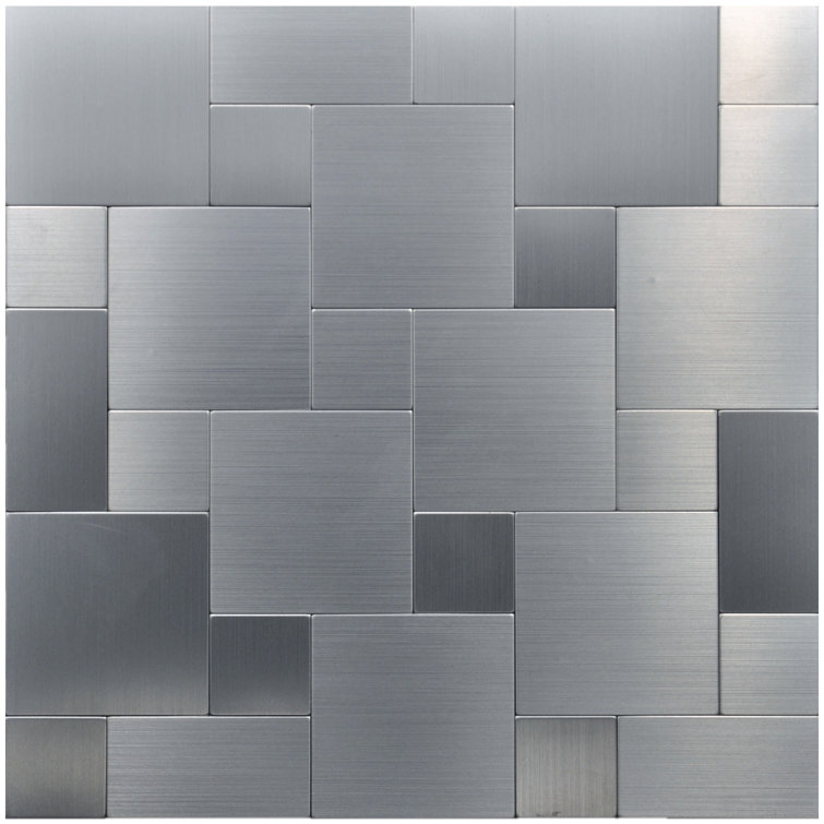 12" x 12" Silver Metal Peel and Stick Mosaic Tile