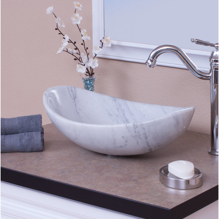 Carrara White Marble Oval Vessel Bathroom Sink