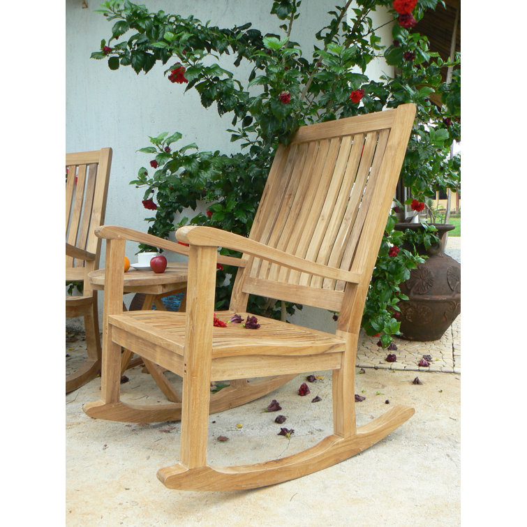 Natural Teak Solid Wood Rocking Armchair