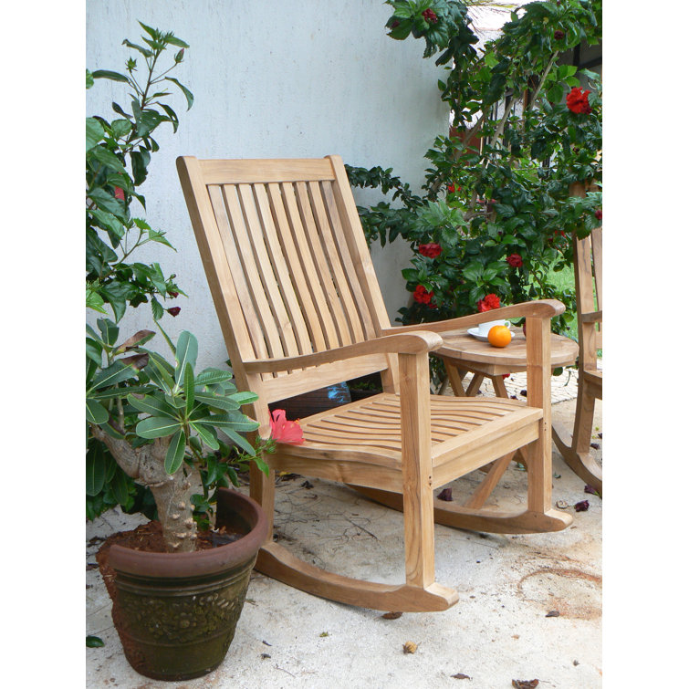 Natural Teak Solid Wood Rocking Armchair