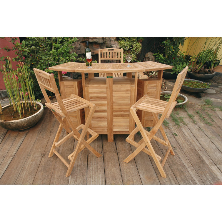 Altavista Natural Teak 3-Piece Folding Bar Set