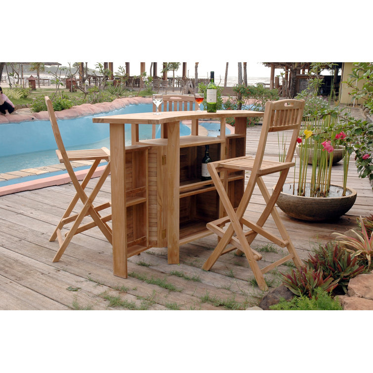 Altavista Natural Teak 3-Piece Folding Bar Set