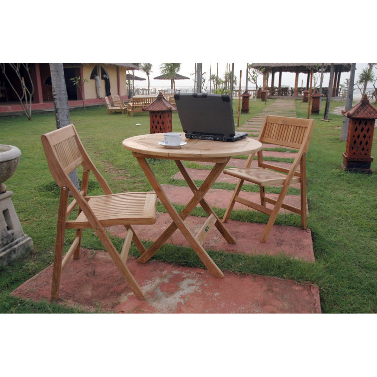 Natural Teak 3-Piece Folding Outdoor Bistro Set