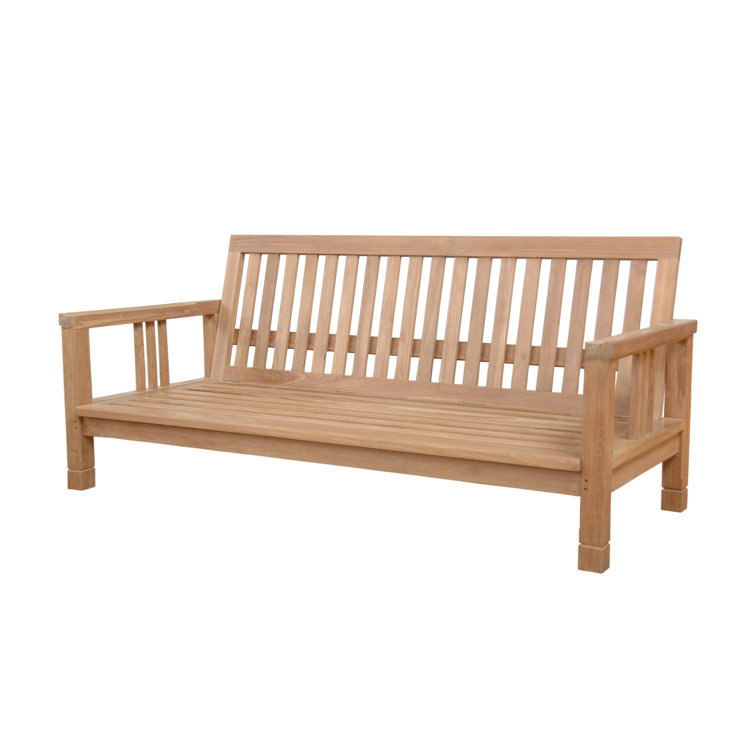 South Bay Teak 3-Seat Outdoor Sofa with Sunbrella Cushions