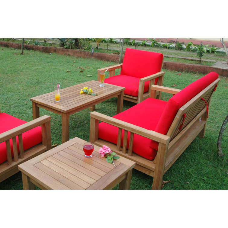 SouthBay 5-Piece Red Teak Outdoor Seating Set