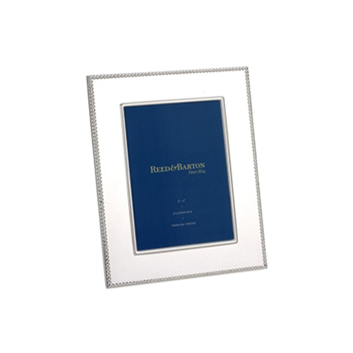 Classic Beaded 5x7 Silver Metal Tabletop & Wall Picture Frame