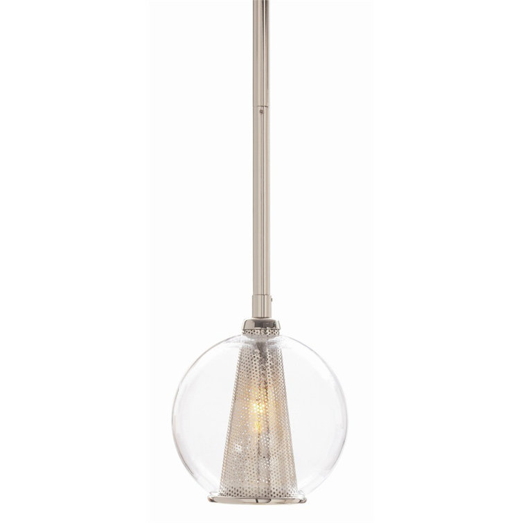 Polished Nickel Clear Glass Drum Pendant Light