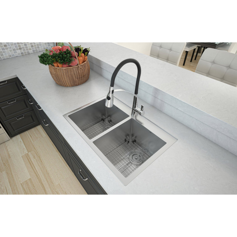 Ancona Chrome Pull Down Kitchen Faucet with Black Hose