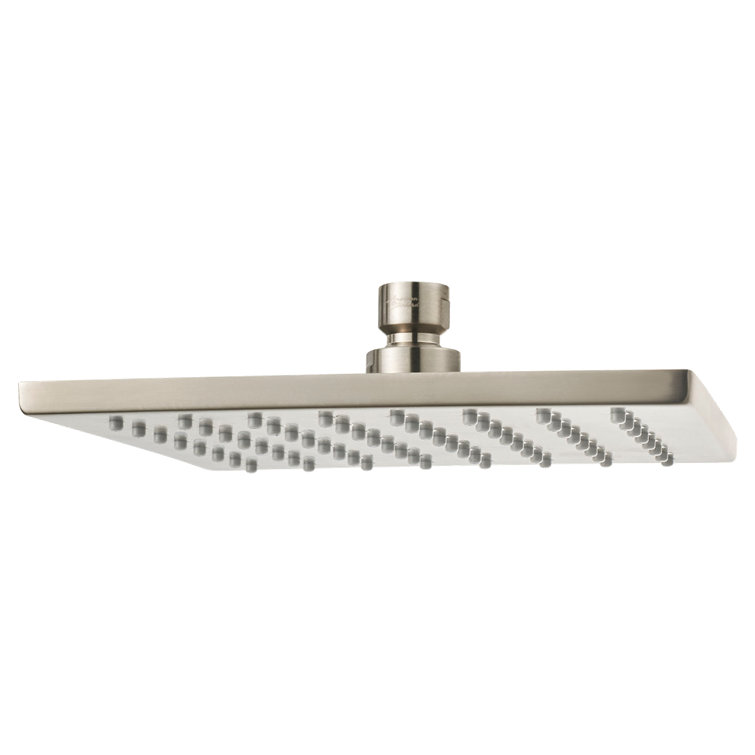 Brushed Nickel Square Rain Shower Head with Easy-Clean Nozzles