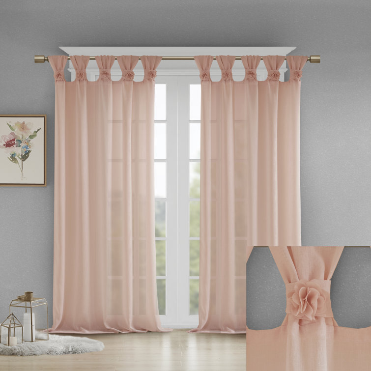 Blush Tab Top Sheer Polyester Linen Window Panel