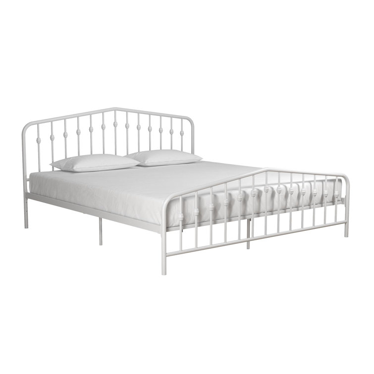 Bushwick Queen Warm Creamy White Metal Bed with Slats