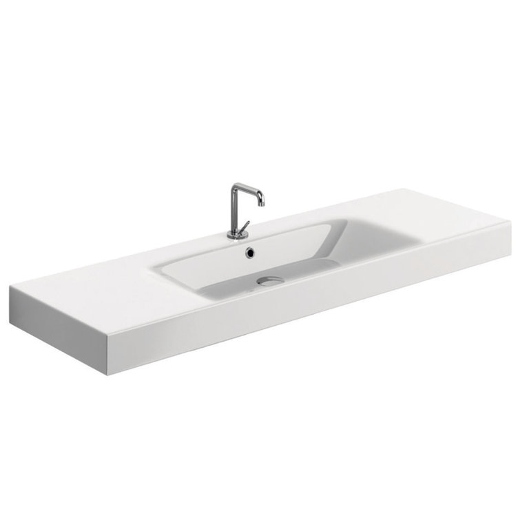 Cento 17.7'' White Ceramic Rectangular Semi-Pedestal Sink