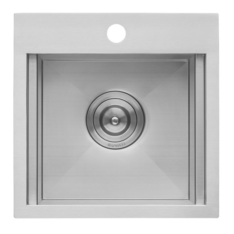 Ruvati 15'' Stainless Steel Workstation Sink with Sapele Wood Cutting Board