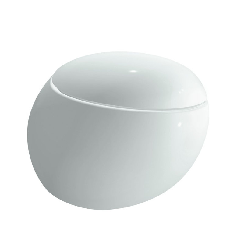 Modern White Vitreous China Wall Mounted Round Dual Flush Toilet