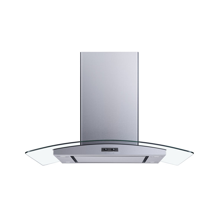 36" Stainless Steel Convertible Island Range Hood with Glass Canopy