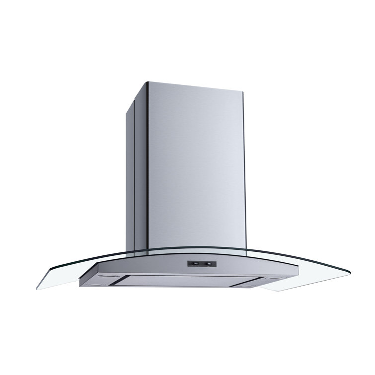 36" Stainless Steel Convertible Island Range Hood with Glass Canopy