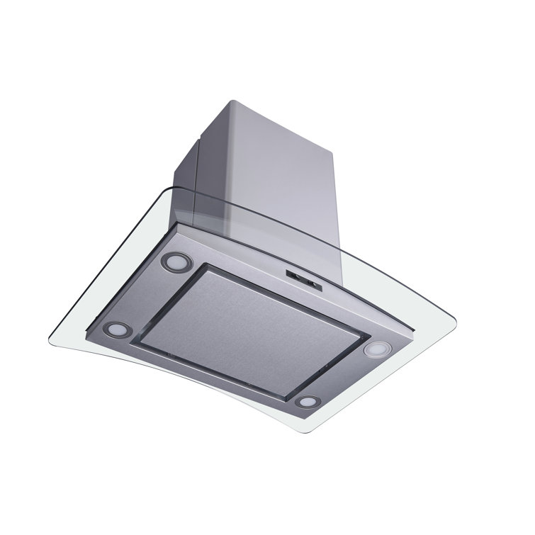 36" Stainless Steel Convertible Island Range Hood with Glass Canopy