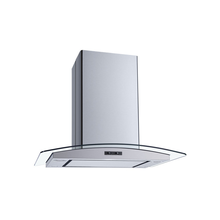 30" Stainless Steel Convertible Island Range Hood with Glass Canopy