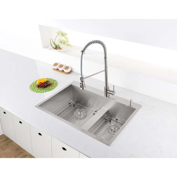 33-Inch Stainless Steel Double Bowl Topmount Kitchen Sink