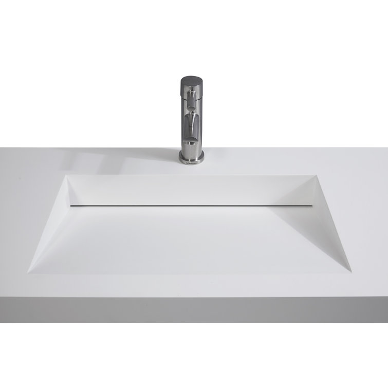 Pyramid 36" Matte White Solid Surface Wall-Mount Bathroom Sink