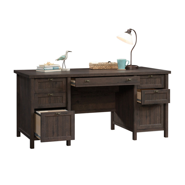 Costa Coffee Oak Executive Desk with Storage Drawers