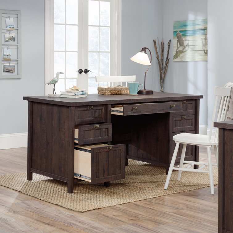 Costa Coffee Oak Executive Desk with Storage Drawers