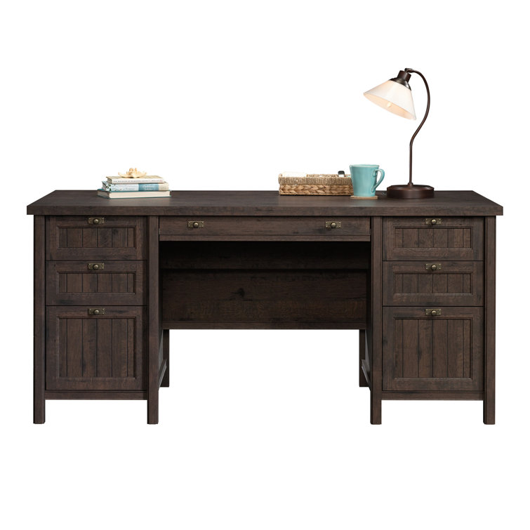 Costa Coffee Oak Executive Desk with Storage Drawers