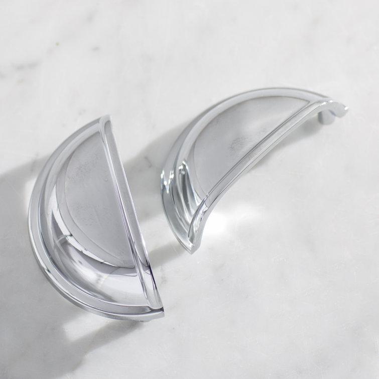 Polished Chrome Traditional Cup Pull with Mounting Hardware