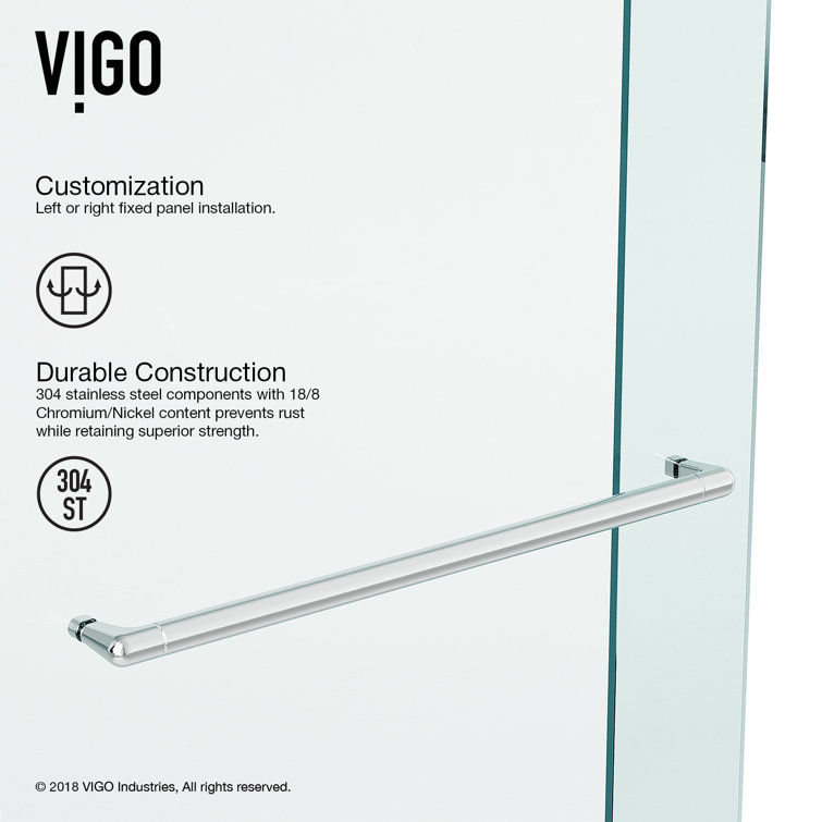 Ferrara Chrome Frameless Sliding Shower Door with Clear Glass
