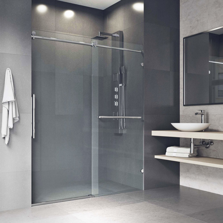 Ferrara Chrome Frameless Sliding Shower Door with Clear Glass