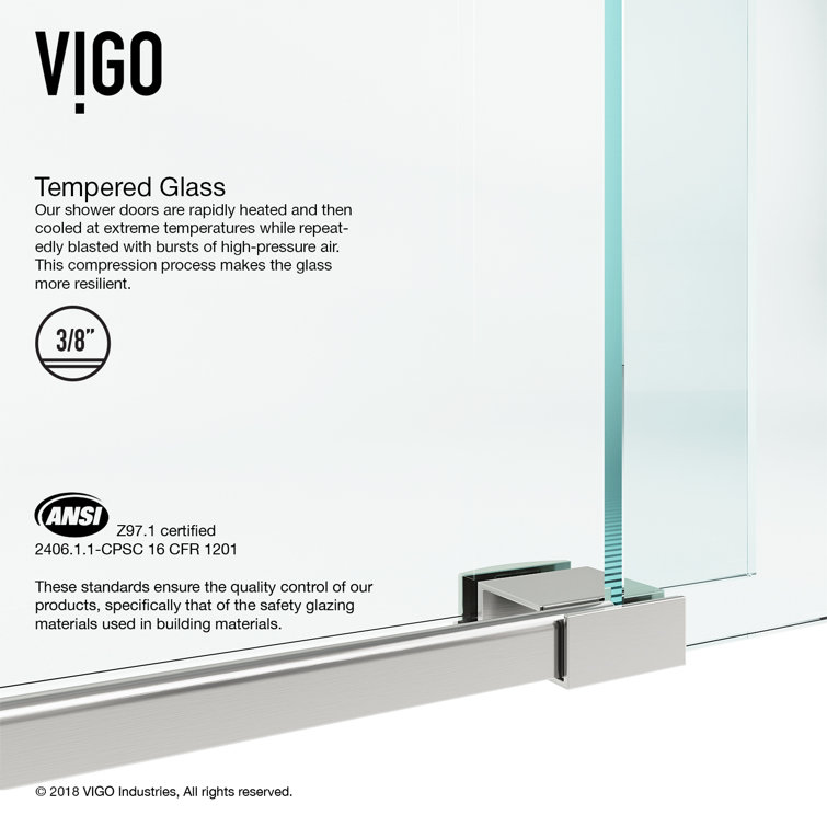 Ferrara 73" Frameless Sliding Shower Door with Clear Tempered Glass