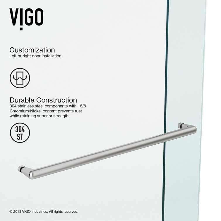 Ferrara 73" Frameless Sliding Shower Door with Clear Tempered Glass